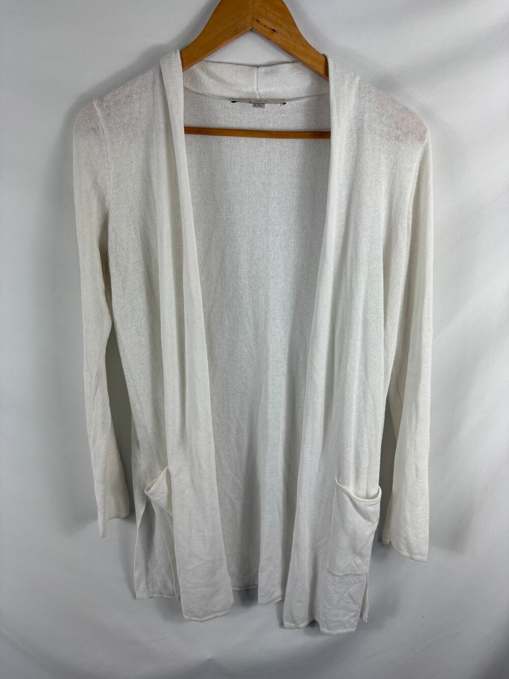 LOFT White Longline Knit Cardigan Size Small